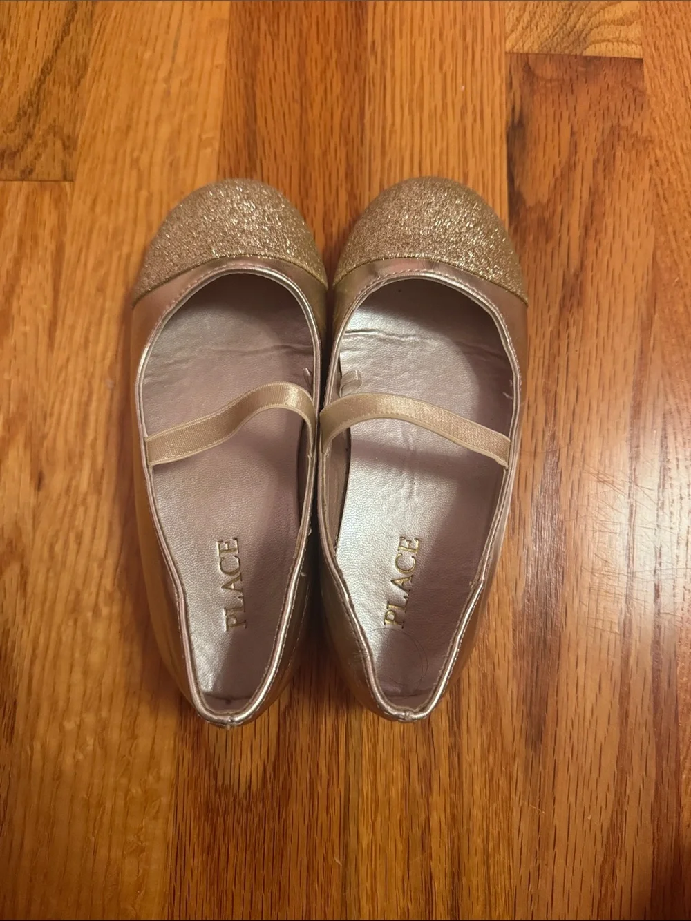 The Children's Place Gold Glitter Mary Jane Flats